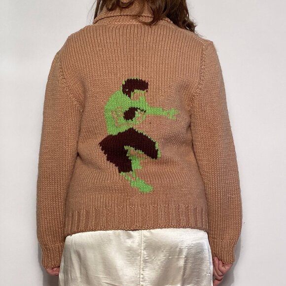 Vintage 1960s SUPER RARE Wool FOOTBALL Cowichan! Women's Medium, Men's Small - Picture 4 of 7